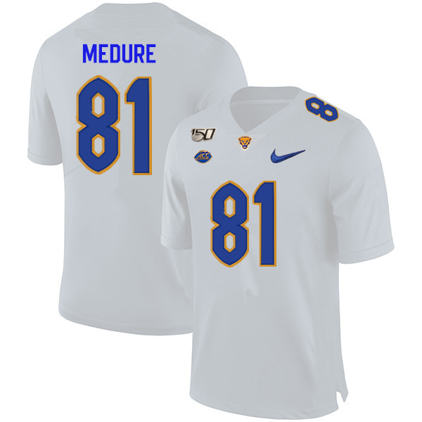 2019 Men #81 Jim Medure Pitt Panthers College Football Jerseys Sale-White